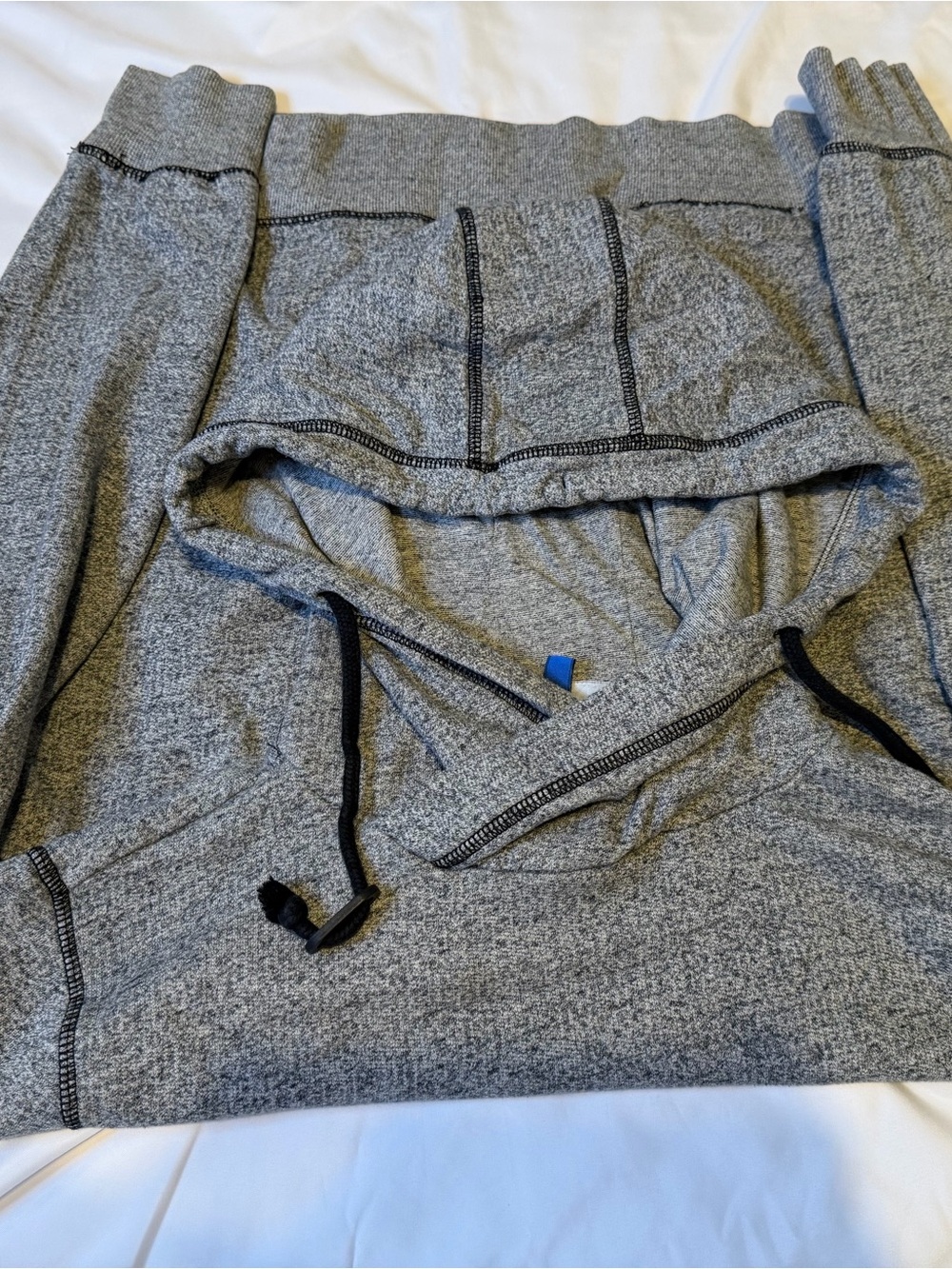 H&M Men's Heather Gray Zip-Up Hoodie with Black Drawstrings
